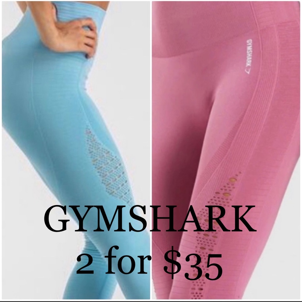 Gymshark energy smeamless workout leggings pink and aqua blue size S